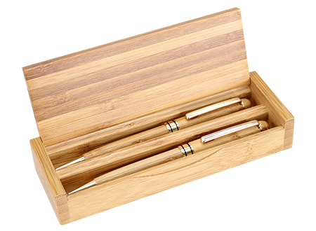 Bolígrafo Set Bamboo con caja publicitario, Bolígrafo Set Bamboo con caja promocional, lapiz bamboo, lapiz bamboo en caja