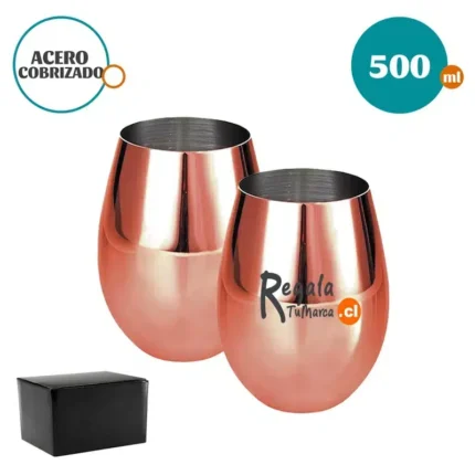 SET 2 VASOS ENCOBRIZADOS ACERO