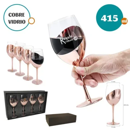 SET 4 COPAS VINO ENCOBRIZADAS