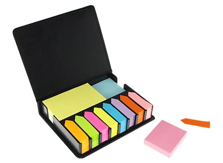 Set Post-it PU Negro publicitario, Set Post-it PU Negro promocional, kit post-it pu negro