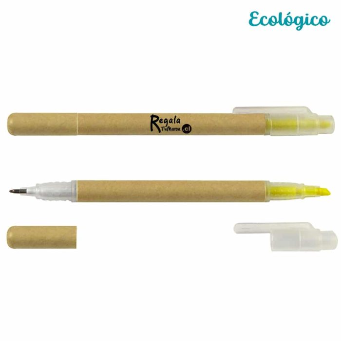 lápiz ecológico con destacador