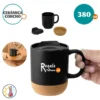 TAZA MIKA TAZÓN MUG CERÁMICA CORCHO CON TAPA A PRESIÓN COLOR NEGRO