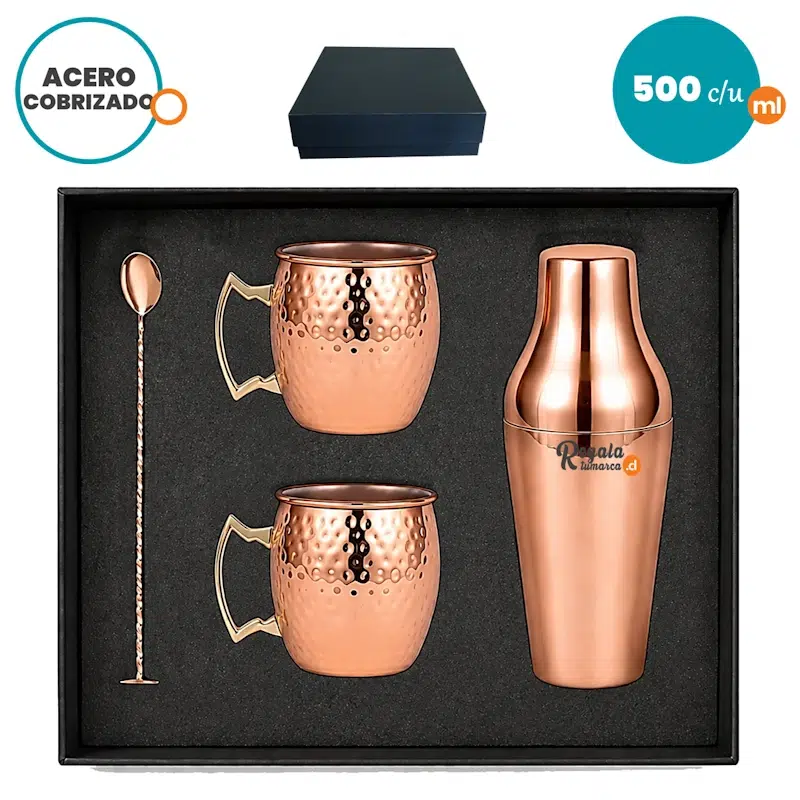 SET COCTELERA MUG COBRIZADA 500ML
